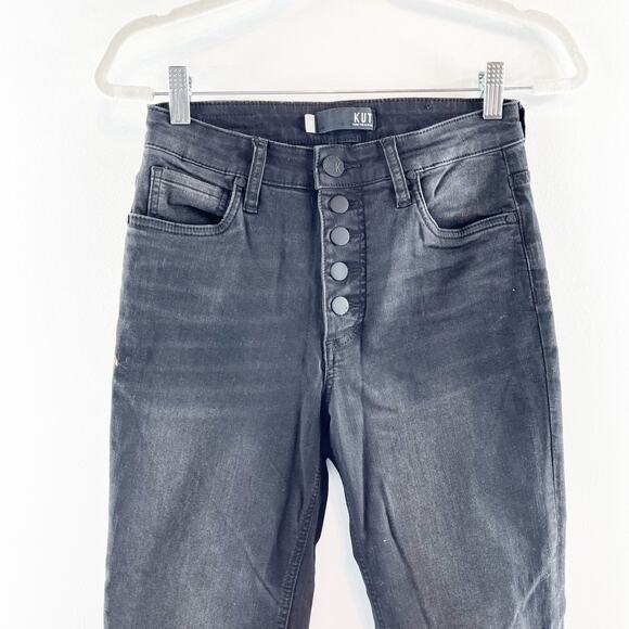 Kut from the Kloth Fab Ab Rachel High Rise Button Fly Mom Jeans Black 0 - Picture 5 of 11